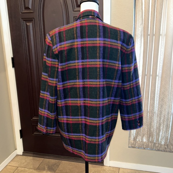 Plaid Wool Blazer 80s 90s - Picture 4 of 12